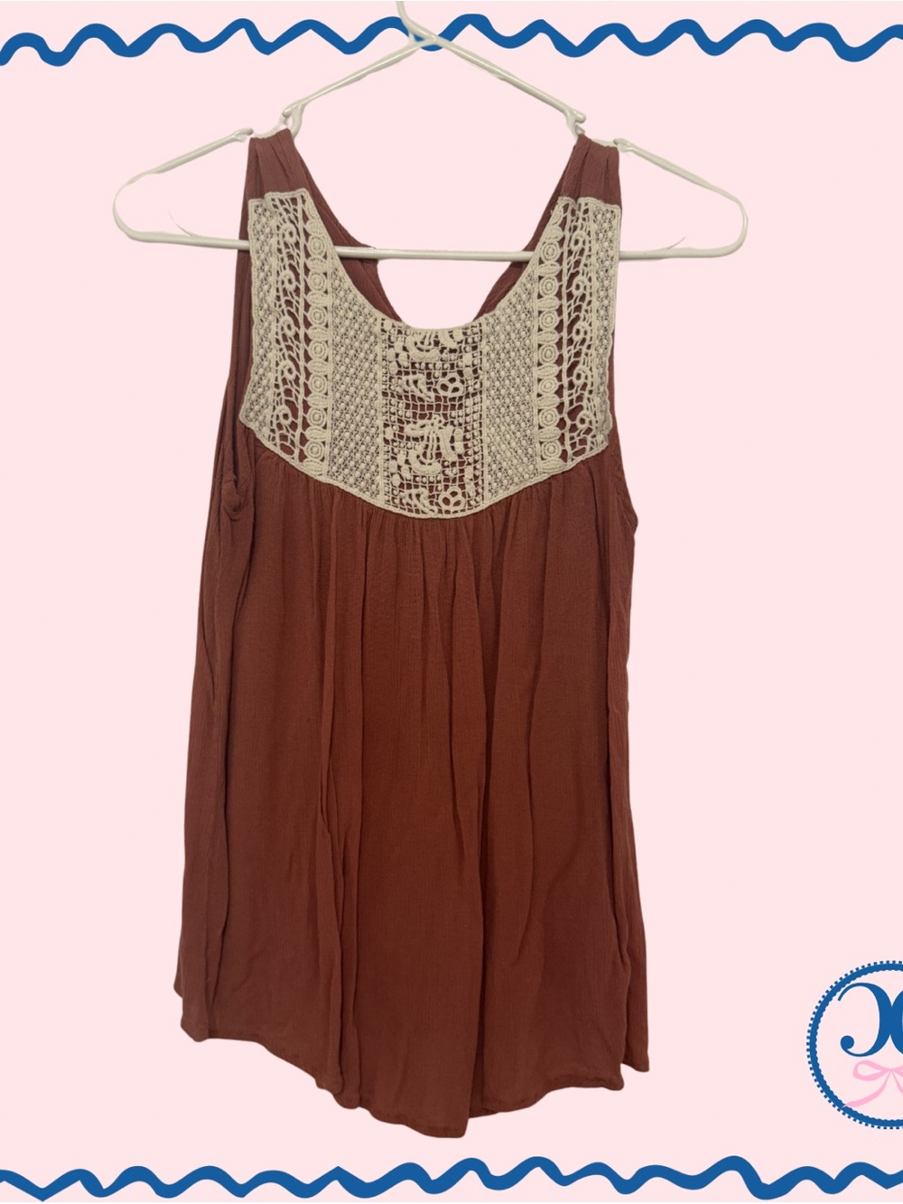 Flowy Mauve Top with Cream Crochet Details